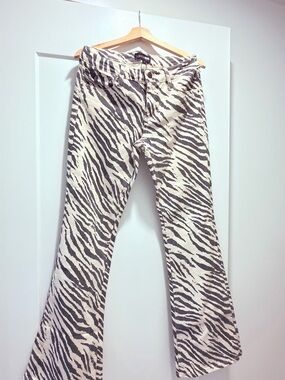 Fashion Nova Zebra Print Flare Jeans